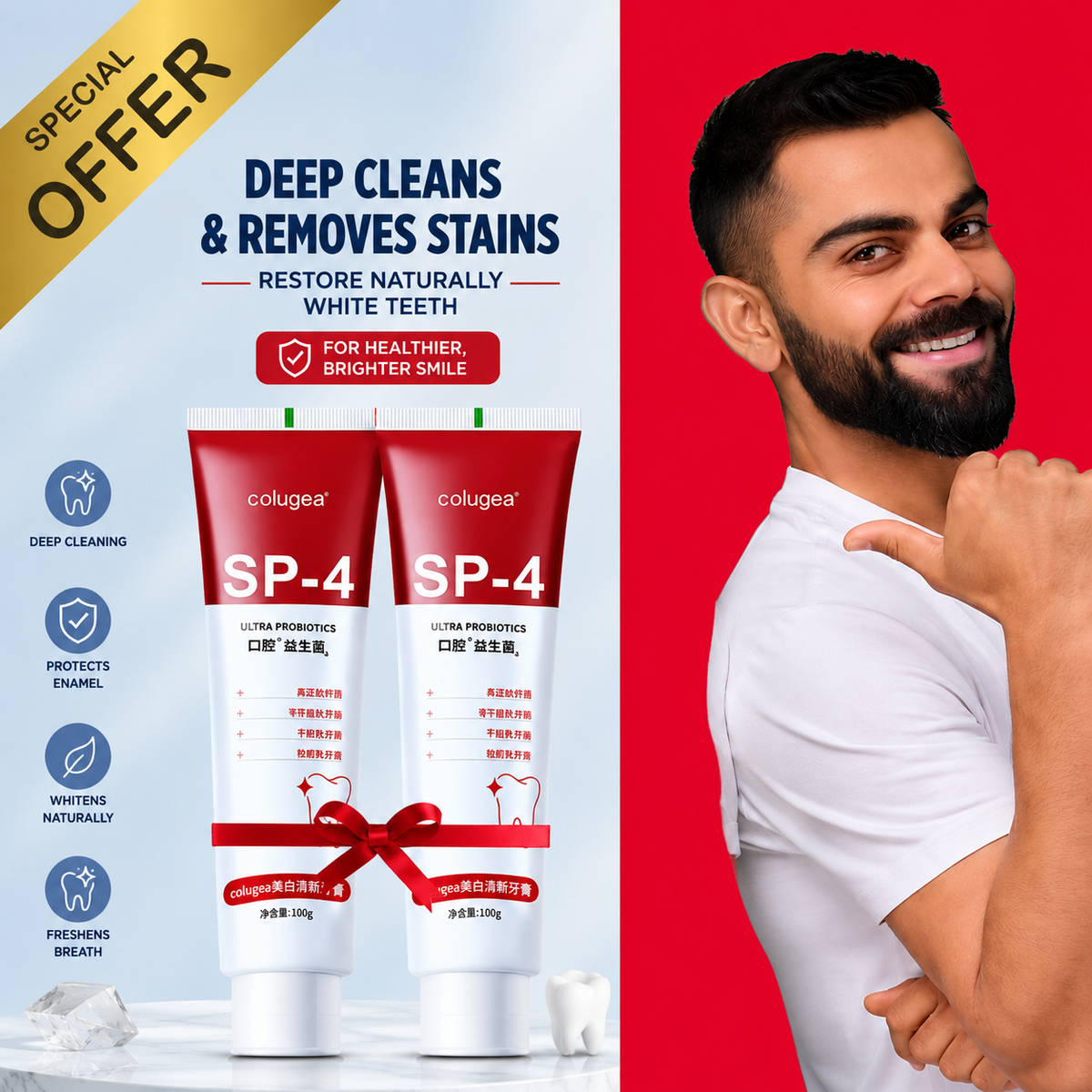 SP4 Whitening Probiotic Toothpaste | Fresh Breath &Whitening Care